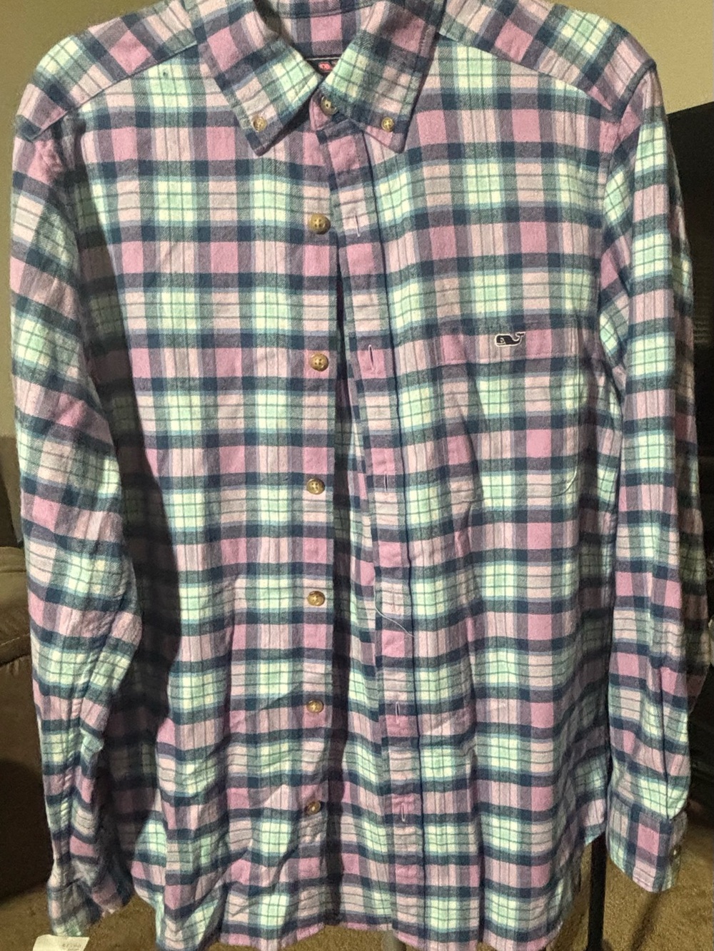 Vineyard Vines Pink and Light Blue Plaid Button-Down Shirt